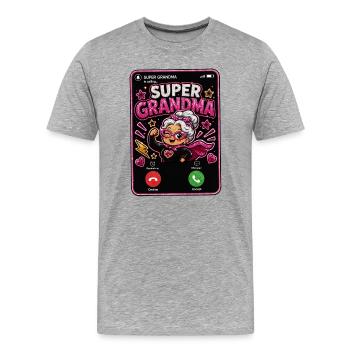 Super grand-mère qui appelle une super-héroïne drôle - T-shirt bio Premium Homme - gris chiné - Devant - Damien (186cm)