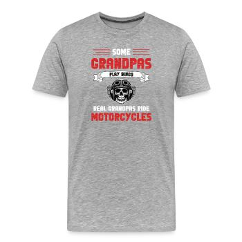 Grand-père motard - T-shirt bio Premium Homme - gris chiné - Devant - Damien (186cm)