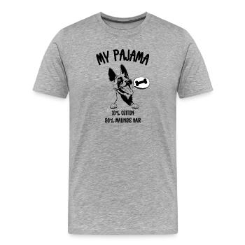 Pyjama à poils de chien Malinois - T-shirt bio Premium Homme - gris chiné - Devant - Damien (186cm)