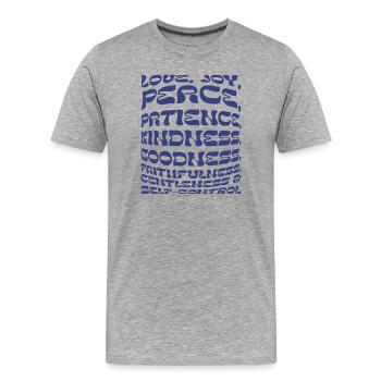 Fruits de l’Esprit : Amour et Paix - T-shirt bio Premium Homme - gris chiné - Devant - Damien (186cm)