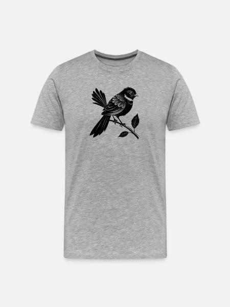 Neuseeländischer Fantail-Vogel - Männer Premium Bio T-Shirt - Grau meliert