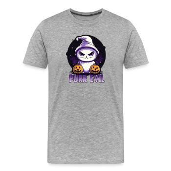 Chat d’Halloween mignon, chibi Kawaii populaire - T-shirt bio Premium Homme - gris chiné - Devant - Damien (186cm)