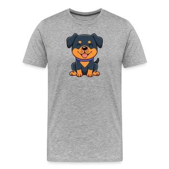 Kleiner Rottweiler (Comic) - Männer Premium Bio T-Shirt - Grau meliert - Vorne - Damien (186cm)