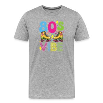 80s Vibe Retro Nostalgic Party - Men's Premium Organic T-Shirt - heather grey - Front - Damien (186cm)