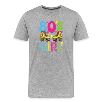 80s Girl Retro Nostalgic Party - Men's Premium Organic T-Shirt - heather grey - Front - Damien (186cm)