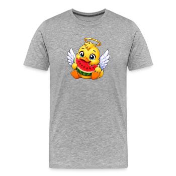 Dessin animé Ange Canard Mignon avec Donut - T-shirt bio Premium Homme - gris chiné - Devant - Damien (186cm)