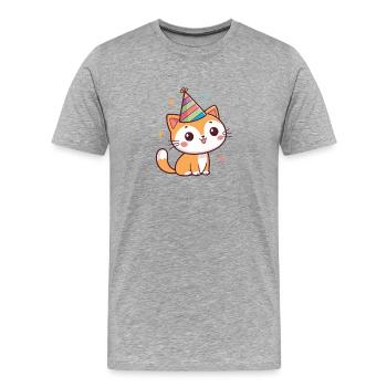 Chaton Party Arc-en-Ciel - T-shirt bio Premium Homme - gris chiné - Devant - Damien (186cm)