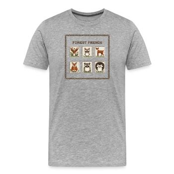 Collection de patchs Waldfreunde - T-shirt bio Premium Homme - gris chiné - Devant - Damien (186cm)
