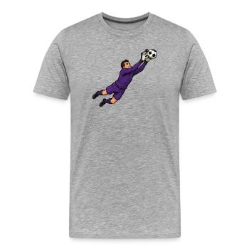Purple goalkeeper in the jump - Men's Premium Organic T-Shirt - heather grey - Front - Damien (186cm)