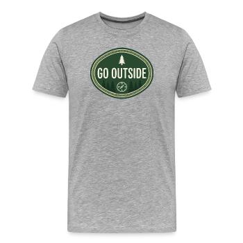 Go Outside Retro Nature Compass Vintage Badge - Men's Premium Organic T-Shirt - heather grey - Front - Damien (186cm)