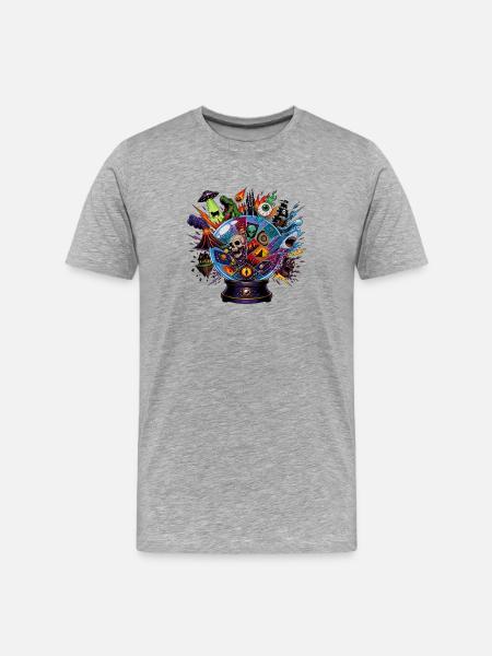 Kosmische Orakel-Sphäre - Männer Premium Bio T-Shirt - Grau meliert