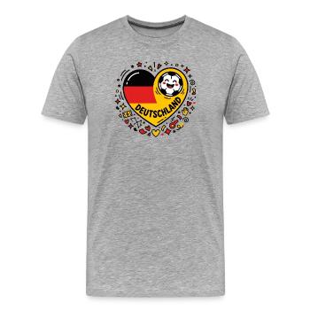 Deutschland Fußball Herz Doodle - Männer Premium Bio T-Shirt - Grau meliert - Vorne - Damien (186cm)