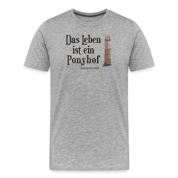 Ponyhof-Leben am Travemünder Leuchtturm - Männer Premium Bio T-Shirt - Grau meliert - Vorne - Damien (186cm)