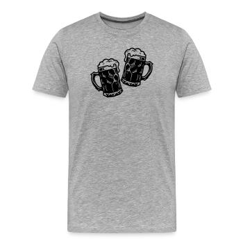 Toast en chope de bière Toast Toast Acclamations - T-shirt bio Premium Homme - gris chiné - Devant - Damien (186cm)