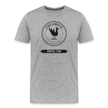 Cocorico Français Vintage Depuis 1789 France Basti - T-shirt bio Premium Homme - gris chiné - Devant - Damien (186cm)
