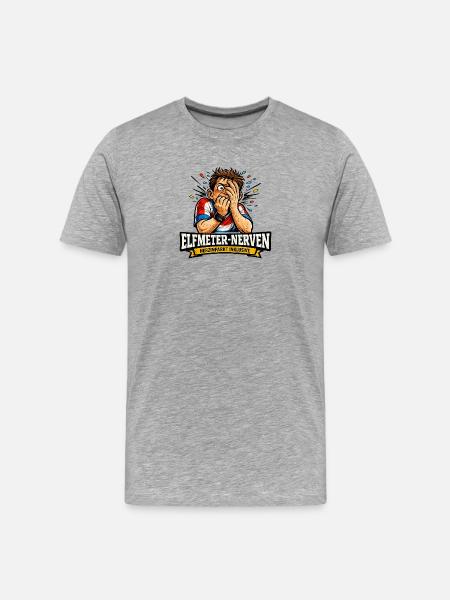 Elfmeter-Nerven – Herzinfarkt inklusive - Männer Premium Bio T-Shirt - Grau meliert