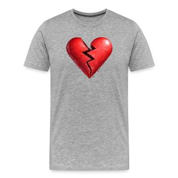 cœur brisé - T-shirt bio Premium Homme - gris chiné - Devant - Damien (186cm)