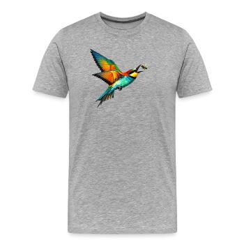 Bienenfresser fängt Biene - Männer Premium Bio T-Shirt - Grau meliert - Vorne - Damien (186cm)