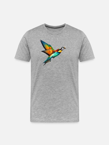 Bee-eater catches bee - Men's Premium Organic T-Shirt - heather grey