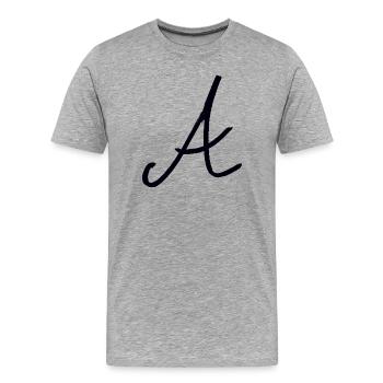 Un monogramme de calligraphie - T-shirt bio Premium Homme - gris chiné - Devant - Damien (186cm)