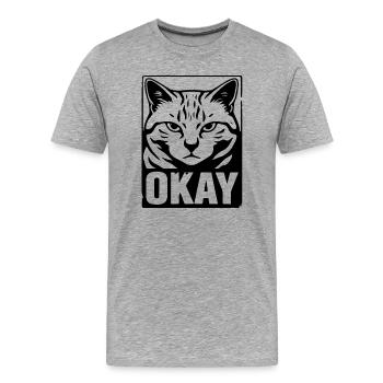 D’accord, chat agacé Noir Blanc Design - T-shirt bio Premium Homme - gris chiné - Devant - Damien (186cm)