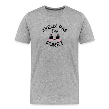 T-shirt Humour J'peux Pas J'ai Furet - T-shirt bio Premium Homme - gris chiné - Devant - Damien (186cm)