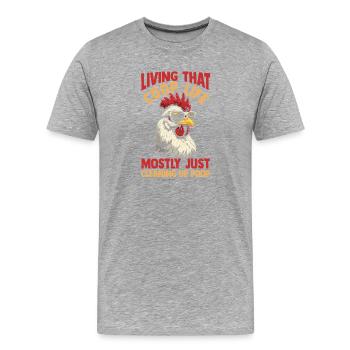 Farmer Rooster Flock Poultry Chicken - Männer Premium Bio T-Shirt - Grau meliert - Vorne - Damien (186cm)