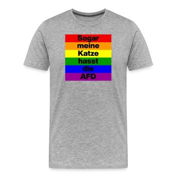 SOGAR MEINE KATZE HASST DIE AFD. NO NZS, DEMOKRAT - Männer Premium Bio T-Shirt - Grau meliert - Vorne - Damien (186cm)