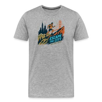 Trailrunning – Entfliehe der Stadt. Los geht's - Männer Premium Bio T-Shirt - Grau meliert - Vorne - Damien (186cm)