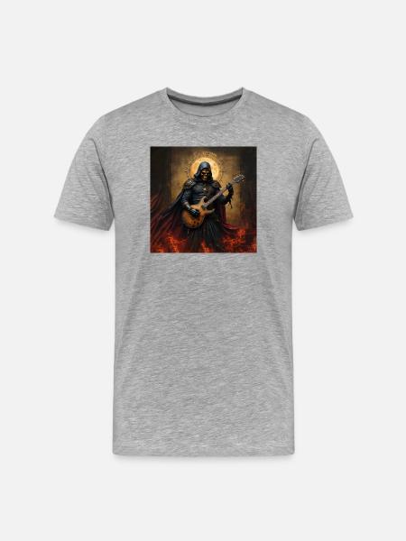 Death with guitar in flames - Men's Premium Organic T-Shirt - heather grey