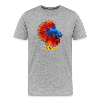 Betta bleu et queue flamboyante - T-shirt bio Premium Homme - gris chiné - Devant - Damien (186cm)