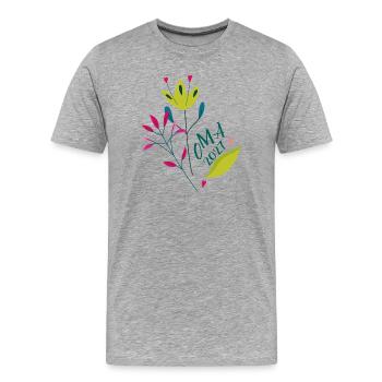 Grandma 2027 Flower Heart - Men's Premium Organic T-Shirt - heather grey - Front - Damien (186cm)