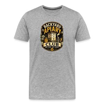 Abzeichen des Backyard Apiry Club - Männer Premium Bio T-Shirt - Grau meliert - Vorne - Damien (186cm)