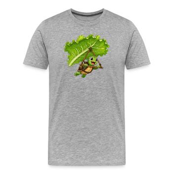 Tortue en voile feuillue - T-shirt bio Premium Homme - gris chiné - Devant - Damien (186cm)
