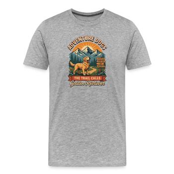 Chiens d’aventure – Golden Retriever Vintage Hiking - T-shirt bio Premium Homme - gris chiné - Devant - Damien (186cm)