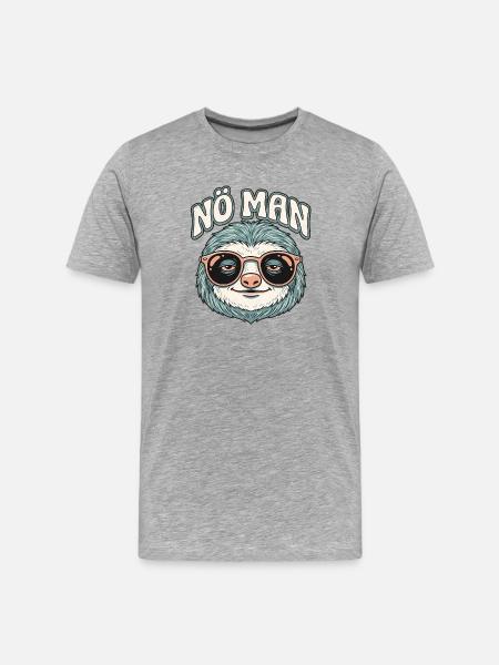 Nö Man Faultier - Männer Premium Bio T-Shirt - Grau meliert