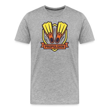 Plongée Ailettes Plongée Plongée École de plongée en apnée - T-shirt bio Premium Homme - gris chiné - Devant - Damien (186cm)