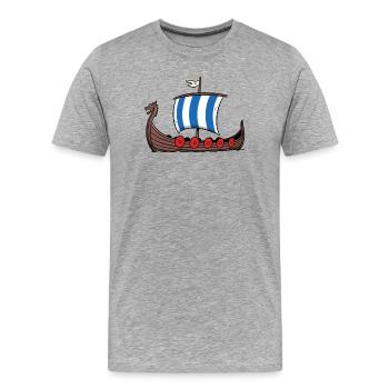 Wikinger Seefahrt - Männer Premium Bio T-Shirt - Grau meliert - Vorne - Damien (186cm)