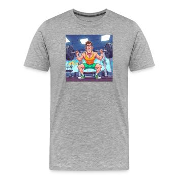 Collection de dessins animés masculins GIDAGI - T-shirt bio Premium Homme - gris chiné - Devant - Damien (186cm)
