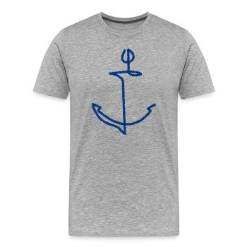 Anker Boot Motorboot Kapitän - Männer Premium Bio T-Shirt - Grau meliert - Vorne - Damien (186cm)