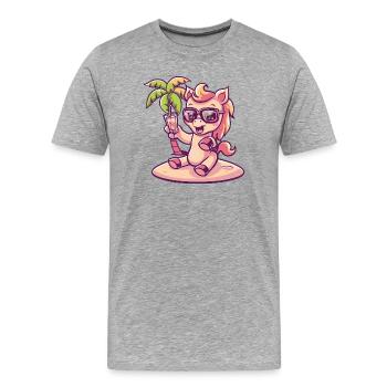 Palmier d’été cheval - T-shirt bio Premium Homme - gris chiné - Devant - Damien (186cm)