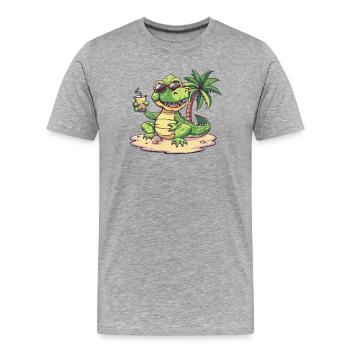 Alligator Sommer Palme - Männer Premium Bio T-Shirt - Grau meliert - Vorne - Damien (186cm)