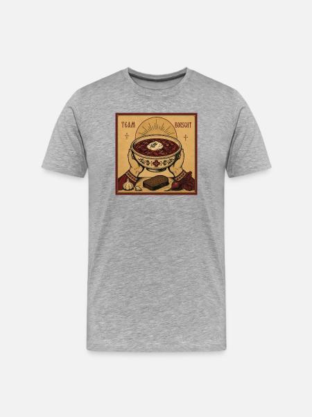 Ikone "Team Borscht" - Männer Premium Bio T-Shirt - Grau meliert