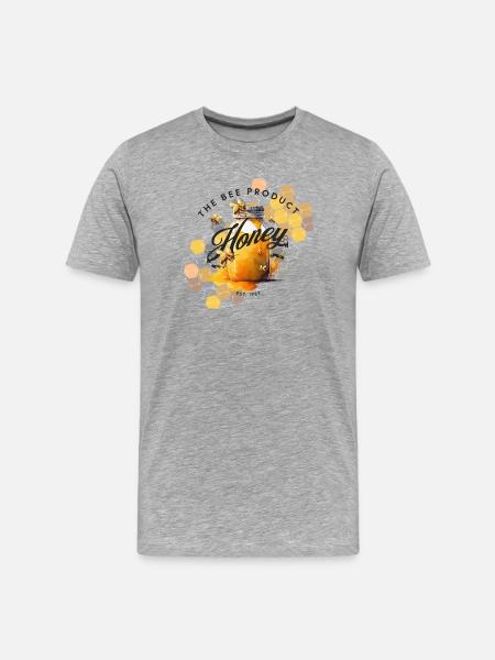 Honey Jar & Bee Hexagons - Men's Premium Organic T-Shirt - heather grey