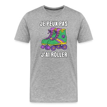 Je Peux Pas J'Ai Roller Skate - T-shirt bio Premium Homme - gris chiné - Devant - Damien (186cm)