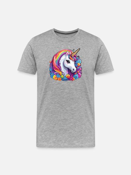 Flaming Rainbow Unicorn - Men's Premium Organic T-Shirt - heather grey