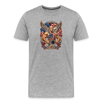Super-héros Ben Franklin – Drôle 4 juillet - T-shirt bio Premium Homme - gris chiné - Devant - Damien (186cm)