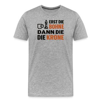 Schach Turnierspieler Kaffee Shirt | Geschenkidee - Männer Premium Bio T-Shirt - Grau meliert - Vorne - Damien (186cm)