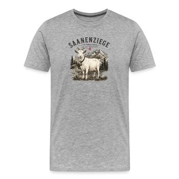 Saanenziege Saanenland - Männer Premium Bio T-Shirt - Grau meliert - Vorne - Damien (186cm)