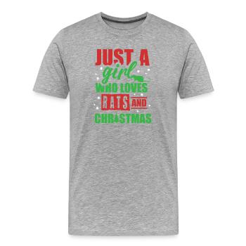 Just a girl who loves rats and Christmas li - Men's Premium Organic T-Shirt - heather grey - Front - Damien (186cm)